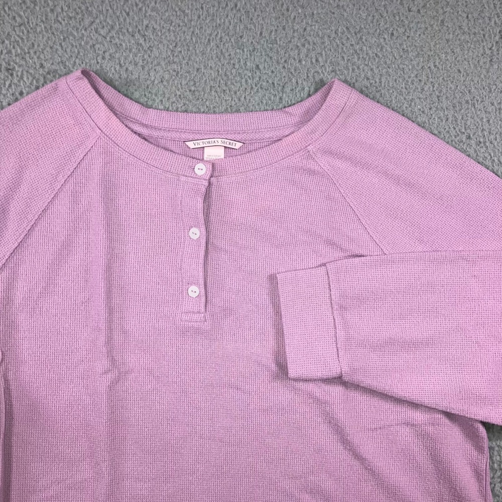 Victoria's‎ Secret Lounge Shirt Women Large Cropped Henley L/S Casual Preppy